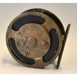 Percy Wadham Newport I.O.W Reel: 3.5" brass cage and ebonite perforated drum, with correct unusual