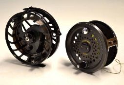 High tec and modern fishing reels (2) Leeda Magnum 200D bar stock 4" alloy salmon fly reel, back