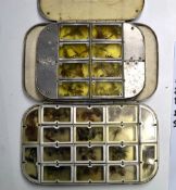 Wheatley Fly Tins (2): early Richard Wheatley vintage aluminium trout fly tin with 8x compartments