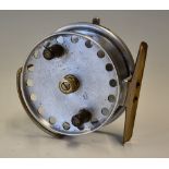 Hardy Reel: scarce & early patent 3.5" Longstone alloy reel with ventilated and flared drum edge,
