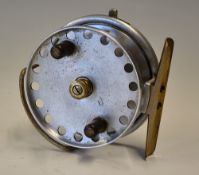 Hardy Reel: scarce & early patent 3.5" Longstone alloy reel with ventilated and flared drum edge,