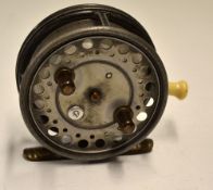 Reel: Hardy Silex Major 3.75" alloy casting reel with ivorine handle brake lever, rim tension