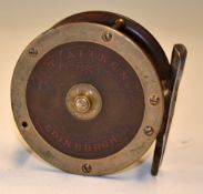 Rare T Aitken Edinburgh Reel: Unusual ebonite and brass 3.25" crank wind reel, with the makers