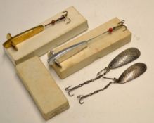 Collection of Hardy's boxed lures (3): Hardy's Reflex 3" alloys complete with the original card