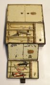 Early Farlow tackle boxes (2) to incl C. Farlow & Co 191 The Strand London black japanned spinning