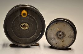 Hardy Reels: Early Hardy's Pat "Uniqua" 4.5" wide drum alloy salmon fly reel,1905-11 check, oval "