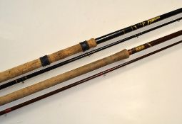 2x Glass Rods: Hardy "Swimfeeder" 10ft 2pc rod with lined butt guide, alloy sliding reel fittings,