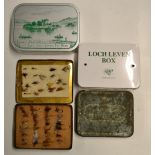 Interesting collection of The Loch Leven Eyed Fly Boxes (4): to incl 2 early tins one with