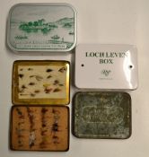 Interesting collection of The Loch Leven Eyed Fly Boxes (4): to incl 2 early tins one with