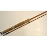 Rod: J.J.S Walker Bampton "The Master" 8ft 6in 2p split cane trout fly rod, 10.5" cork handle with