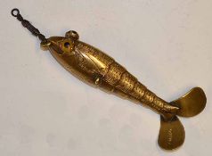 Gregory Lure: rare Gregory Windsor Bee brass scaled lure with twin clasped amber eyes, c/w scales