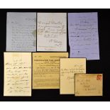 Fishing Permits and Ephemera from 1875 onwards: 6x hand written letters and permits to fish 1875 -