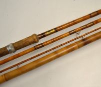 A.E Rudge Redditch Whole Cane Fly Rod: Fine Rudge 14ft 3pc whole cane butt, tapered dark stained