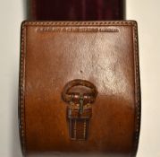 Reel Case: C Farlow & Co 191 The Strand London leather block D shaped reel case - 3 3/8" makers