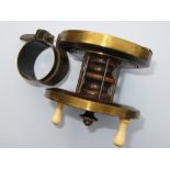 Rare Nottingham Style 3" strap back collar winch fitted with 3x brass rims, 6x metal spindle