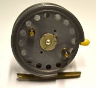 Hardy Bros "The Silex No.2 Silent Wind-In" 4" alloy reel c.1920 with quarter rim cut out, 3 screw