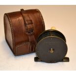 Reel & Case: C. Farlow & Co Makers 191 The Strand, London c. 1890 bronzed gunmetal 2.5"plate wind