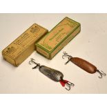 Swedish boxed lures (2): Leidesdorffs Stockholm Sheffield plate kidney spoon and another copper
