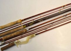 Collection of Various Rods (4): to incl early Abu Record 5ft 2pc glass spinning rod with cork and