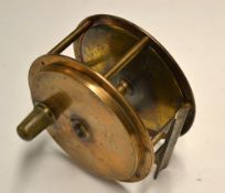 Army & Navy large brass sea reel: good A&N.C.S.L 5" Hercules style brass reel with fat horn handle -