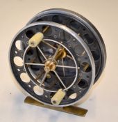 Rare and Fine Allcock double ventilated Aerial 4 1/8" reel, c/w 12x large and small ventilations
