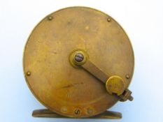 Reel: Rare Jones Maker, 111 Jermyn Street, London Folding Handle 4" Brass Salmon Winch Reel fitted