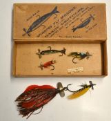 5x various vintage 'Spinning Fly Minnows' to incl 3x stamped Hardy's plus 2x others one measuring