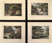 Early Hand coloured Fishing Engravings (4): by Howitt and titled Pike-Fishing, Minnow-Fishing,