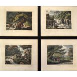 Early Hand coloured Fishing Engravings (4): by Howitt and titled Pike-Fishing, Minnow-Fishing,