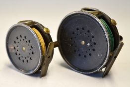 Hardy Perfect Reels (2): both post-war to incl 3 7/8" and 3 1/8" both with rim tension regulators,