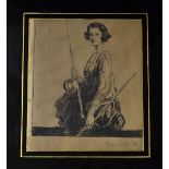 Fishing Lady Sketch by Frederic Whiting (R.S.W, R.B.A, R.O.I, R.I) (b.1874-1962) -