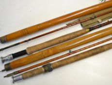 Hardy Selection of interesting palakona rods with whole cane tip tubes (2) to incl rare "New Zealand