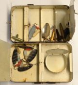 Hardy Bros tackle box - Hardy "Multum-in-Parvo" No." black japanned spinning tackle box c/w