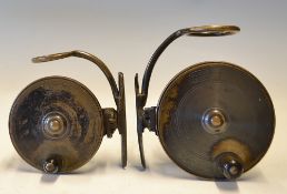 Malloch Patent Side Casters (2): Mallochs Patent gunmetal side casters measuring 3 3/8" and 2 7/8"