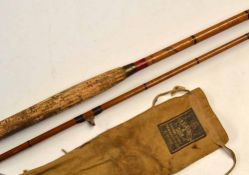 Salmon Rod: W. Haynes & Son Cork, The Ideal" 11ft 6in 2pc light stained greenheart fly rod sliding