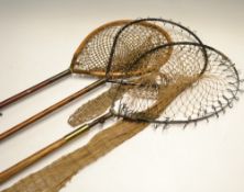 Collection of Vintage Trout Landing Nets (3): Hardy Bros wooden and brass trout landing net fitted