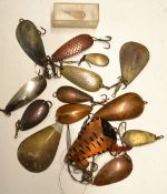 Lures (15): 6 x Farlow's Spoons together with a mixed selection of spoons such as Hardy Bros,