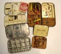 Early Black Japanned Fly Cases (4) to incl Hardy Houghton style case with cork lining c/w various