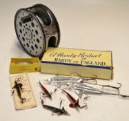 Farlow Reel and Hardy and other baits: Farlow's London-"Python" 4"W alloy salmon reel with 2 screw