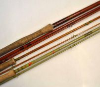 3x Fly Rods: to incl Edgar Sealey "The Doctor" two-piece split cane fly rod with black sliding