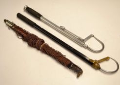 Gaffs and landing net (3): Hardy Bros single drawer alloy gaff with brass point protector and belt