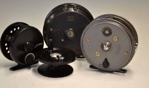 Various salmon and trout fly reels (3): J.W Young & Sons Beaudex 4" smooth grey alloy fly reel