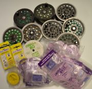 Collection of Fly reels, spare spools hooks and shot: Bruce and Walker "Expert Series" fly reel with