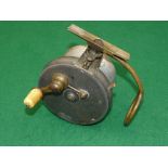 Scarce Malloch Patent 4" multiplier side casting reel - reversible drum, off set shaped brass