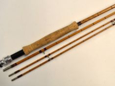 Hardy Palakona fly rod: good "The Gold Medal" 9ft 6in 2 pc Palakona trout fly rod c/w spare tip, #6,