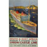 Scarce c.1930s 'Union-Castle Line' Shipping Poster - South & East Africa, artist Odin Rosenvinge,