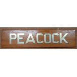 HMS Peacock P239 Name Plaque taken from ship - brass metal letters on wood taken directly from the
