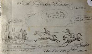 1857 South Lincolnshire Election - a cartoon depicts Great Northern Steam vs Jockeyships 'The best