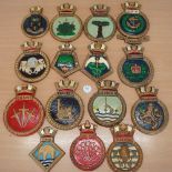 Selection of 15x Royal Navy Ship Crests to include HMS Rocket, Dispatch, Ambush, Royal Oak plus