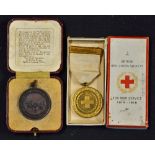 1914/18 British Red Cross War Services Medal with original box plus 1938 Royal Life Saving Bronze